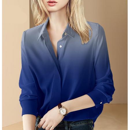 PS14475# 春装新款时尚流行渐变蓝色衬衫女高级感气质小上衣 服装批发女装直播货源