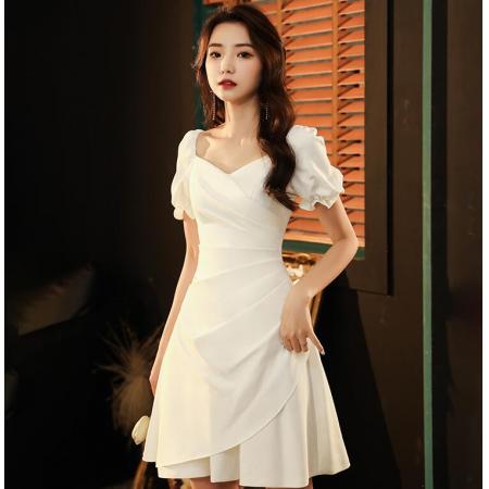 PS19594# 白色晚礼服裙平时可穿轻奢小众高端连衣裙短款领证登记小个子洋装 服装批发女装直播货源