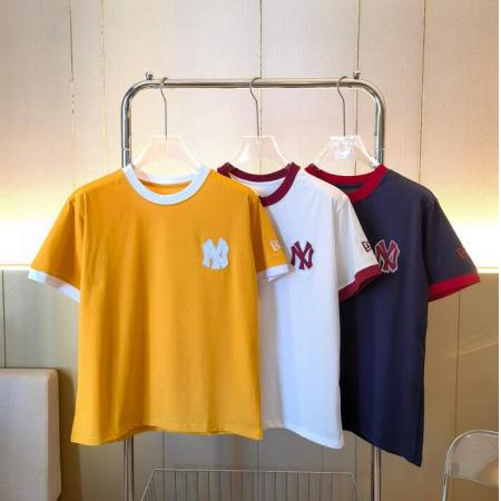 PS44519# 夏季新款MLB韩版短袖情侣款拼色NY刺绣圆领T恤时尚潮流半袖 服装批发直播货源