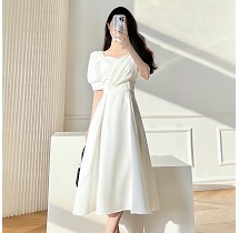 PS44962# 连衣裙修身显瘦白裙珍珠吊带高腰方领 服装批发女装直播货源