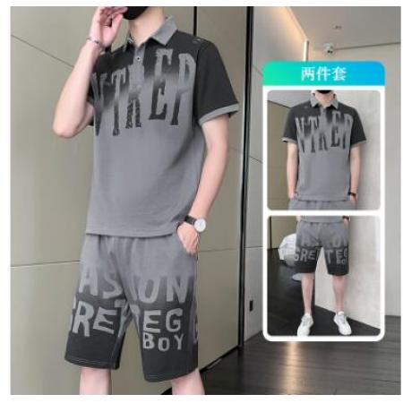 TR33879# 新款纯棉夏季男士宽松运动套装ims套头短袖POLO衫短裤套装两件装 男装批发男士服饰货源