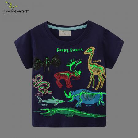 TR40451# 儿童夜光动物世界图案夏季新款短袖上衣儿童t恤工厂代发 童装批发童装货源