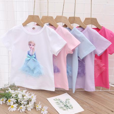TR60327 童装韩版新款夏女童短袖T恤中小童立体公主外贸工厂一件代发 童装批发