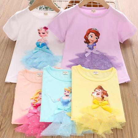 TR60329# 女童短袖T恤新款夏季韩版立体公主中小童上衣半袖 童装批发