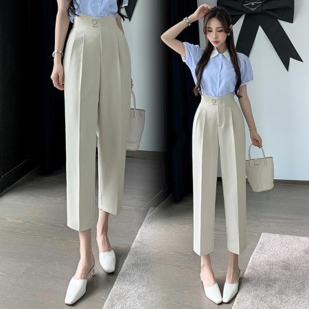 TR61126# 秋装新哈伦9分裤高腰黑色通勤直筒休闲烟管长裤小脚萝卜裤女 服装批发女装批发服饰货源