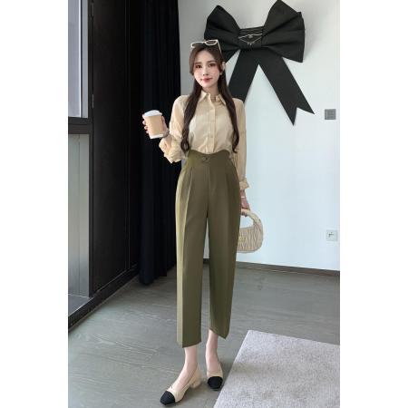 TR61126# 秋装新哈伦9分裤高腰黑色通勤直筒休闲烟管长裤小脚萝卜裤女 服装批发女装批发服饰货源