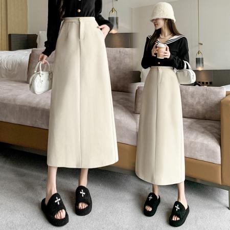 TR61131# 长款半身裙女冬装新款小A毛呢裙子梨形身材高腰显瘦呢子长裙 服装批发女装批发服饰货源