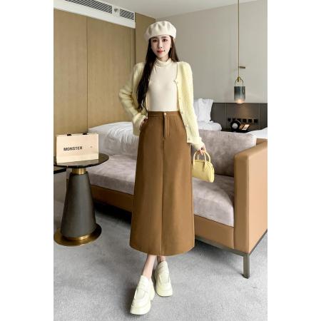 TR61131# 长款半身裙女冬装新款小A毛呢裙子梨形身材高腰显瘦呢子长裙 服装批发女装批发服饰货源