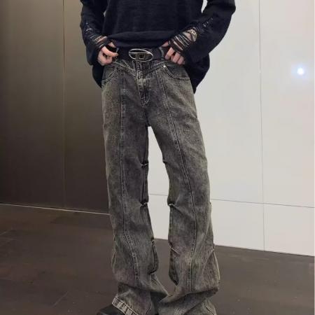 TR62099# 男牛仔休闲长裤高质量黑灰色  S-3XL  服装批发男装货源男装批发