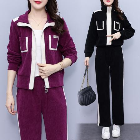 TR62807# 提花开衫运动套装女春秋季洋气减龄休闲两件套 服装批发女装批发服饰货源
