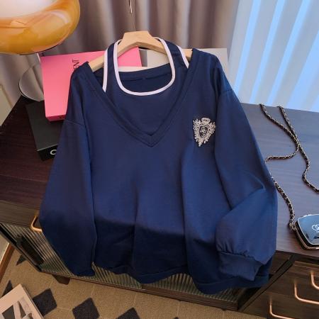 CX11168# 最便宜服装批发鱼鳞 秋装v领卫衣套装长袖吊带两件套 服装批发女装批发