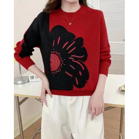 TR64394# 秋冬女士羊毛衫圆领条纹毛衣宽松加厚内搭女衣韩版针织打底衫 服装批发女装批发服饰货源