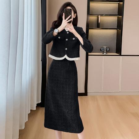 TR65852#  秋冬新款小香风高级感2名媛气质半身裙两件套