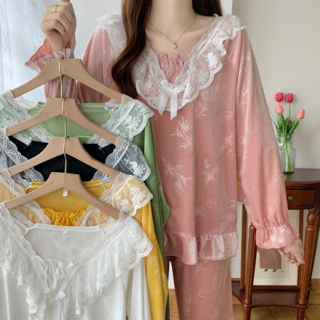 TR65952# 秋冬季金丝绒性感蕾丝睡衣女高贵奢华可外穿休闲家居服套装 服装批发女装批发服饰货源