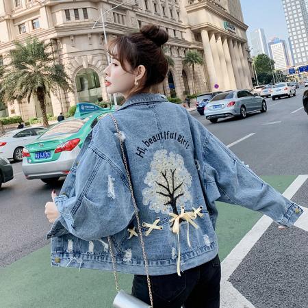 TR66294# 刺绣牛仔外套...