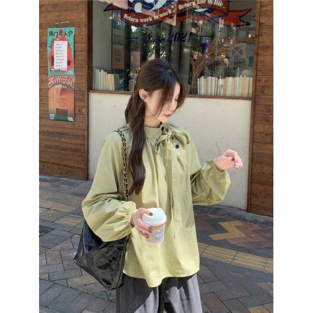 TR66625# 法式chic复古立领气质斜扣衬衫小众长袖设计感韩版衬衣 服装批发女装批发服饰货源