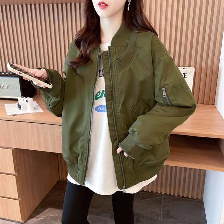 TR67156# 首发美式飞行服羽绒棉服外套女宽松中性风设计感工装夹克棉衣 服装批发女装批发服饰货源