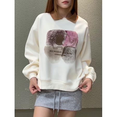 TR67806# 翻领卫衣oversize小众卡通印花ins小个子秋冬装新款女上衣 服装批发女装批发服饰货源