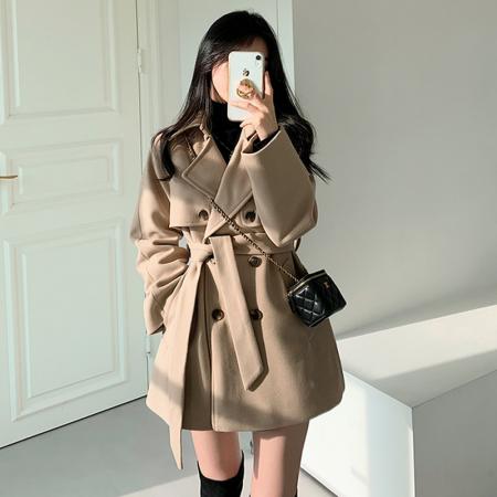 TR70327# 韩国chic 法式气质风衣款式呢子大衣外套 服装批发女装批发服饰货源