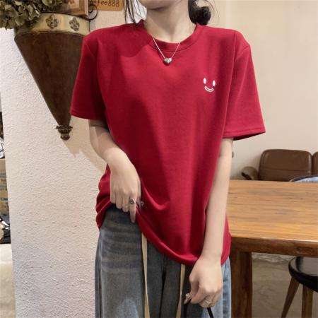 TR72923# 短袖t恤女新款设计感红色洋气时尚潮ins打底衫 服装批发女装批发服饰货源