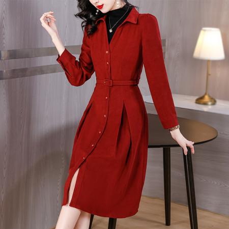 TR74401# 新年战袍新年裙子红色连衣裙女适合过年穿的衣服 服装批发女装批发服饰货源