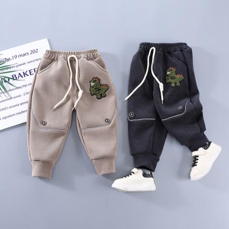 TR74477# 男小童秋款卫裤卡通恐龙长裤宝宝新款休闲外出保暖外穿裤子批发 童装批发童装服饰