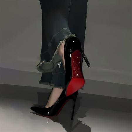 X-31003# 红底高跟鞋女细跟黑色侧空带水钻气质名媛裸色尖头新款 鞋子批发女鞋货源
