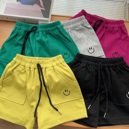 LN14435# 男童女童运动短裤五分裤夏季新款百搭印花儿童装休闲裤中裤子