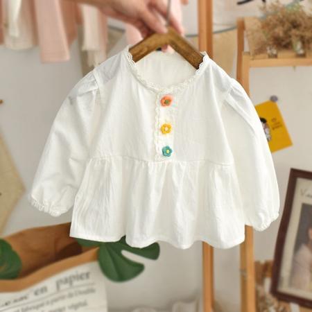 LN14505# 宝宝娃娃衫春装新款女童衬衫洋气时髦秋韩版长袖婴儿韩版小衫