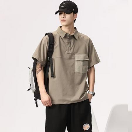 LN15707# 港风纯色短袖衬衫男夏季新款 男装批发服饰货源