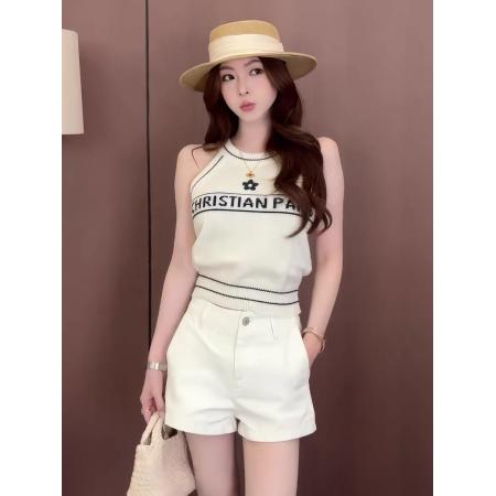 FA31095# 韩系辣妹字母刺绣针织吊带背心女夏季新款性感外穿无袖小上衣 服裝批發女裝批發服飾貨源