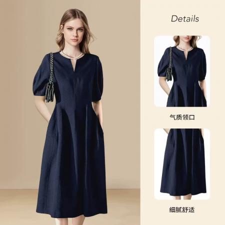 FA31673# 通勤显瘦收腰连衣裙女夏季新款大方气质遮肉a字裙 服裝批發女裝批發服飾貨源