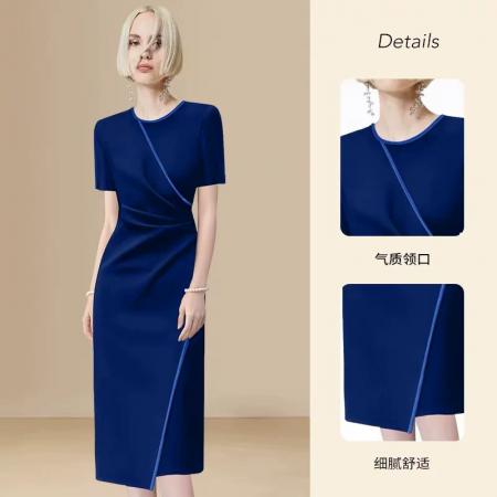 FA31674# 高级感气质连衣裙女新款夏季短袖时尚收腰修身裙子 服裝批發女裝批發服飾貨源