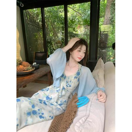 FA35939# EIA一尧南法之境复古气质碎花连衣裙女夏法式显瘦荷叶边长裙 服裝批發女裝批發服飾貨源