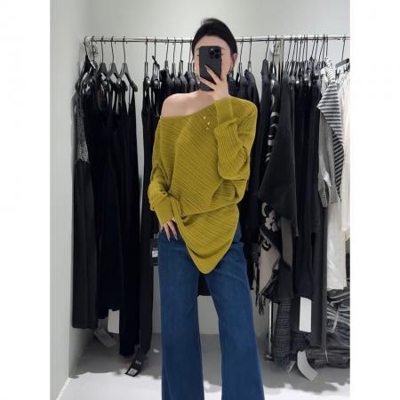 FA37236# 秋季不规则宽松大板型毛针织衫女秋时尚上衣 服裝批發女裝批發服飾貨源