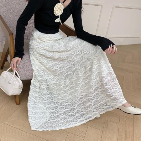 FA37266# 半身裙女秋冬季新款高腰大摆裙百褶皱a字伞裙蛋糕中长裙 服裝批發女裝批發服飾貨源