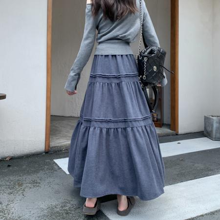 FA37267# 秋冬新款半身裙女法式a字大裙摆中长款蛋糕裙伞裙长裙子 服裝批發女裝批發服飾貨源