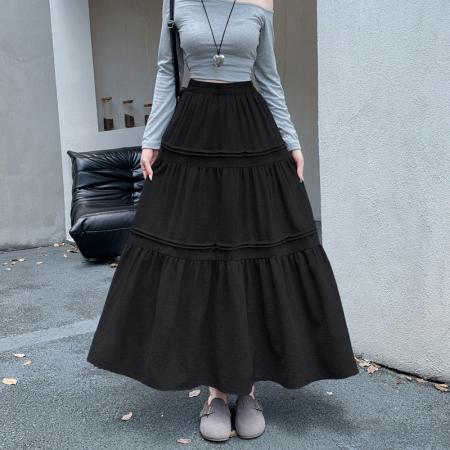 FA37267# 秋冬新款半身裙女法式a字大裙摆中长款蛋糕裙伞裙长裙子 服裝批發女裝批發服飾貨源