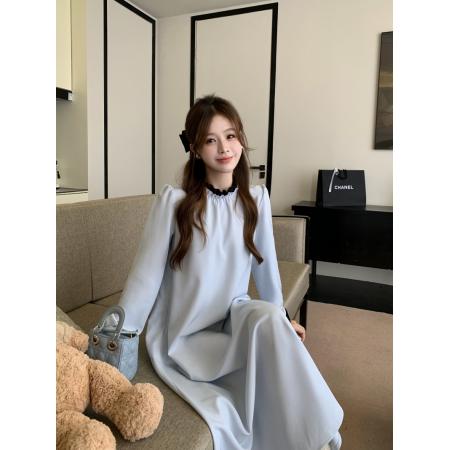 FA37277# 真两件连衣裙女秋冬新款氛围感穿搭显瘦万圣节黑色长裙 服裝批發女裝批發服飾貨源