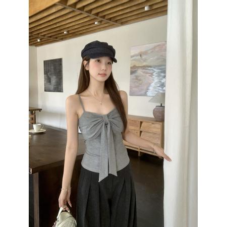FA37283# 秋装新款胖mm大码女慵懒风蝴蝶结吊带针织开衫上衣套装 服裝批發女裝批發服飾貨源