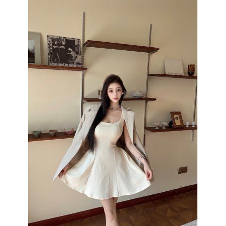 FA37308# 夏季甜辣纯欲法式小众高级感短裙A摆U领性感生日礼服裙 服裝批發女裝批發服飾貨源