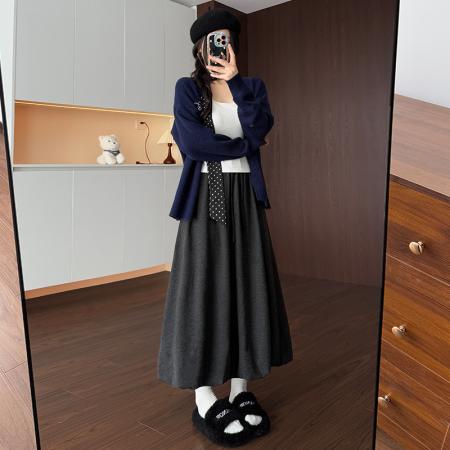 FA37330# 高腰韩版秋冬显瘦百搭减龄半身长裙花苞双层半身裙女 服裝批發女裝批發服飾貨源
