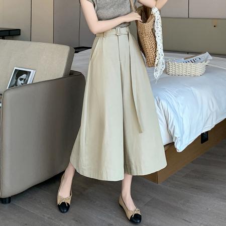 FA37338# 秋款显瘦设计感高腰7分裤宽松大摆阔腿A字裙裤休闲裤女 服裝批發女裝批發服飾貨源