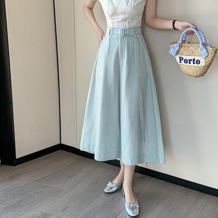 FA37338# 秋款显瘦设计感高腰7分裤宽松大摆阔腿A字裙裤休闲裤女 服裝批發女裝批發服飾貨源