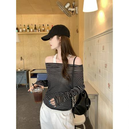 FA37342# 新款条纹纯色背心两件套装女 服裝批發女裝批發服飾貨源