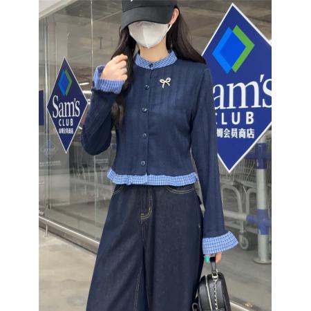 FA37358# 小香风假两件针织开衫女秋季穿搭法式设计感小众针织杉 服裝批發女裝批發服飾貨源