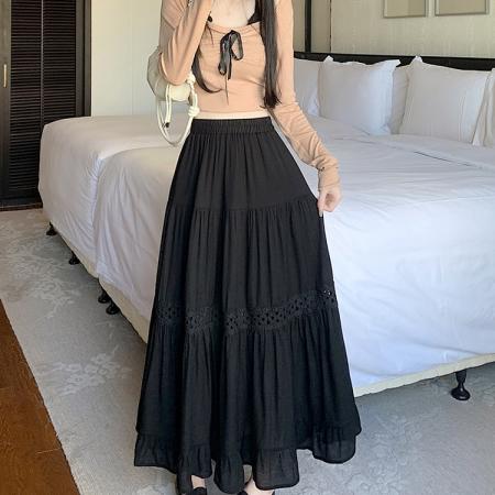 FA37435# 白色半身裙女夏季高端气质a字显瘦芭蕾风中长蓬蓬裙 服裝批發女裝批發服飾貨源
