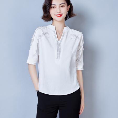 FA37465# 秋季新款时尚烫钻复古港味微透露肩V领蝙蝠袖宽松显瘦 服裝批發女裝批發服飾貨源