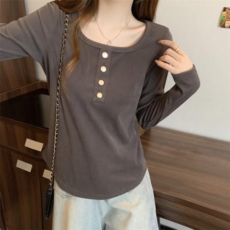 FA37469# 大码女装秋季新款时尚简约套头圆领u领长袖上衣 服裝批發女裝批發服飾貨源