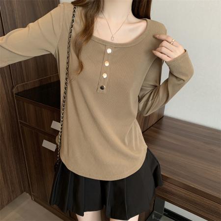 FA37469# 大码女装秋季新款时尚简约套头圆领u领长袖上衣 服裝批發女裝批發服飾貨源